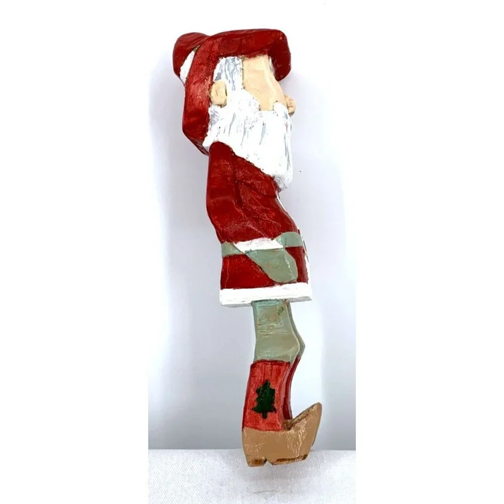 Wes Hart Cowboy Santa Folk Art Primitive Hand Crafted Wooden 7
